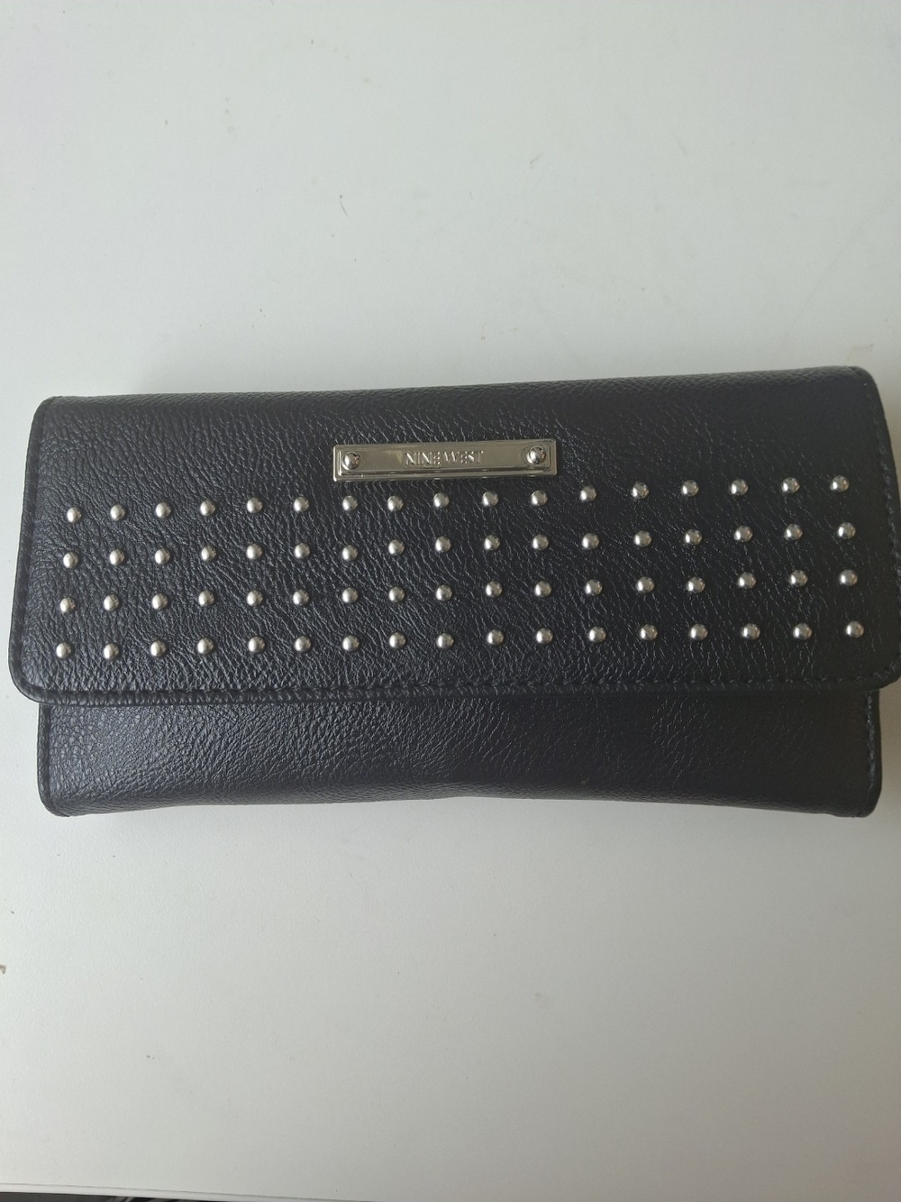 Nine West Black Studded Fold-Over Wallet